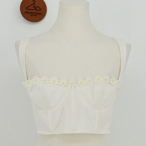 Out From Under Gillian Daisy Applique Corset Bra Top Size Small Urban Outfitters
